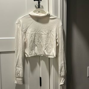 cropped white turtleneck